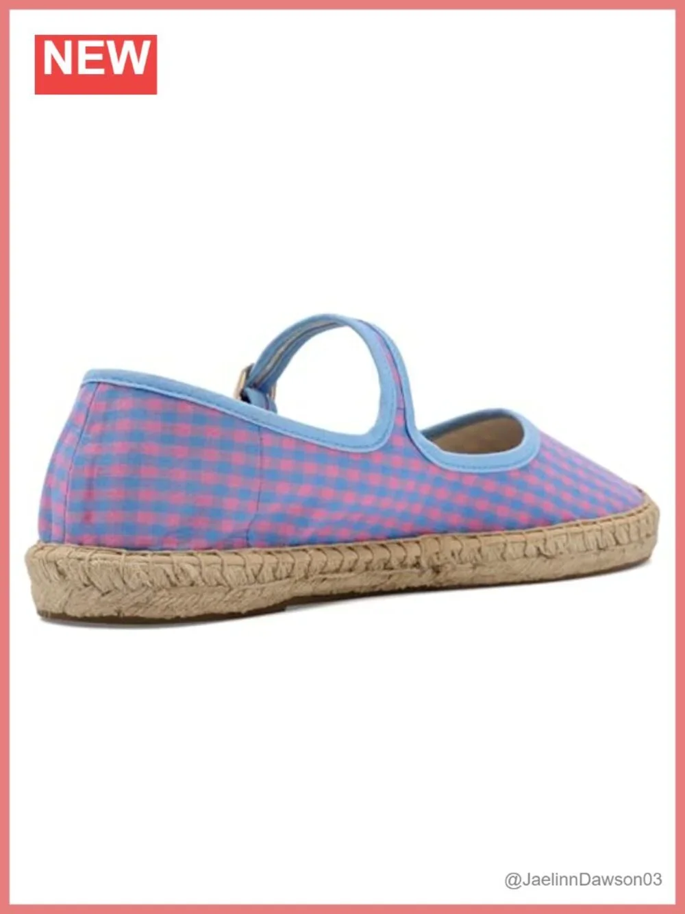 Vichy Mary Jane Espadrille with Cotton Upper and Jute Sole